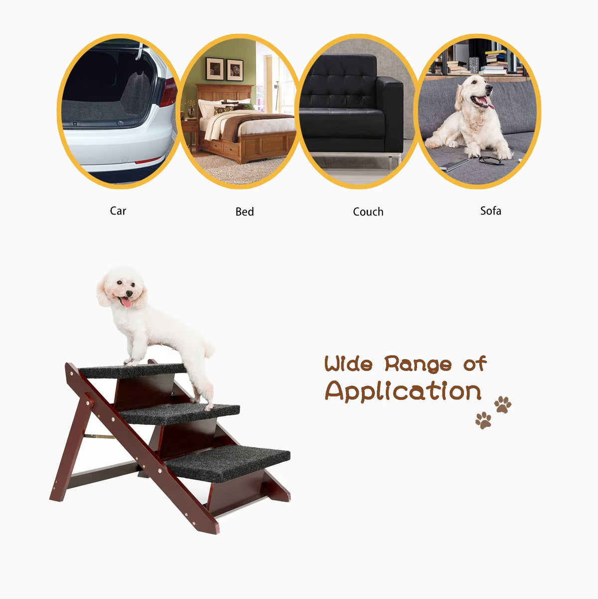 Foldable Wood Pet Stairs
