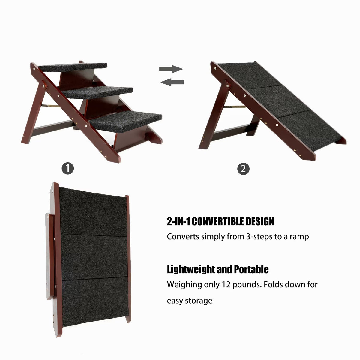 Foldable Wood Pet Stairs
