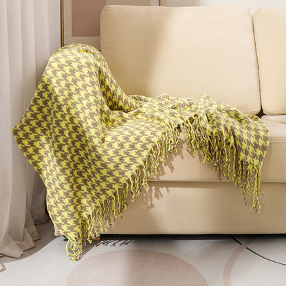 Houndstooth Fringe Throw Blanket