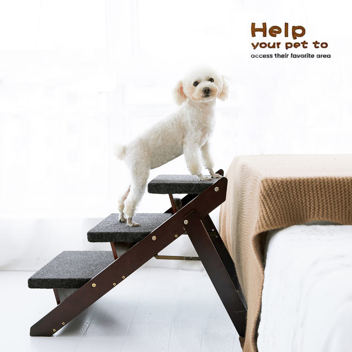 Foldable Wood Pet Stairs